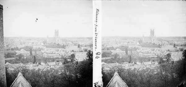 "Panorama as seen from St. Canice's Cathedral, Kilkenny City, Co. Kilkenny." Photograph was published between 1860 and 1883 and is part of the Stereo Pairs Collection online at the National Library of Ireland.